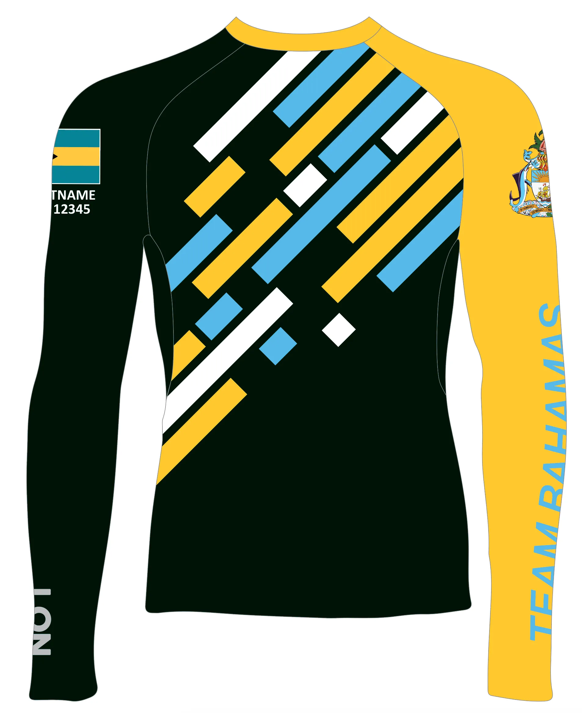 WOMEN RASH GUARD TOP LONG SLEEVE BLACK | TEAM BAHAMAS | PSNLZ'D