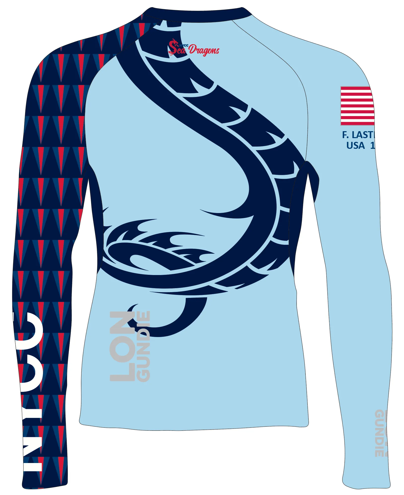 WOMEN RASH GUARD TOP LONG SLEEVE BLUE | NORFOLK YACHT CLUB | PSNLZ'D