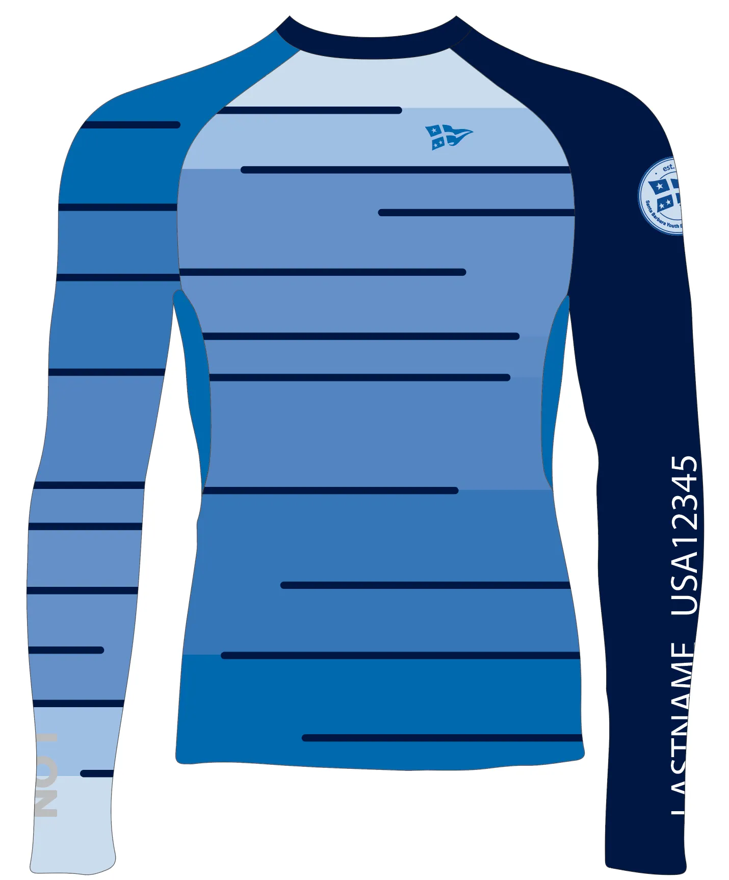 WOMEN RASH GUARD TOP LONG SLEEVE BLUE | SANTA BARBARA YOUTH SAILING FOUNDATION | PSNLZ'D