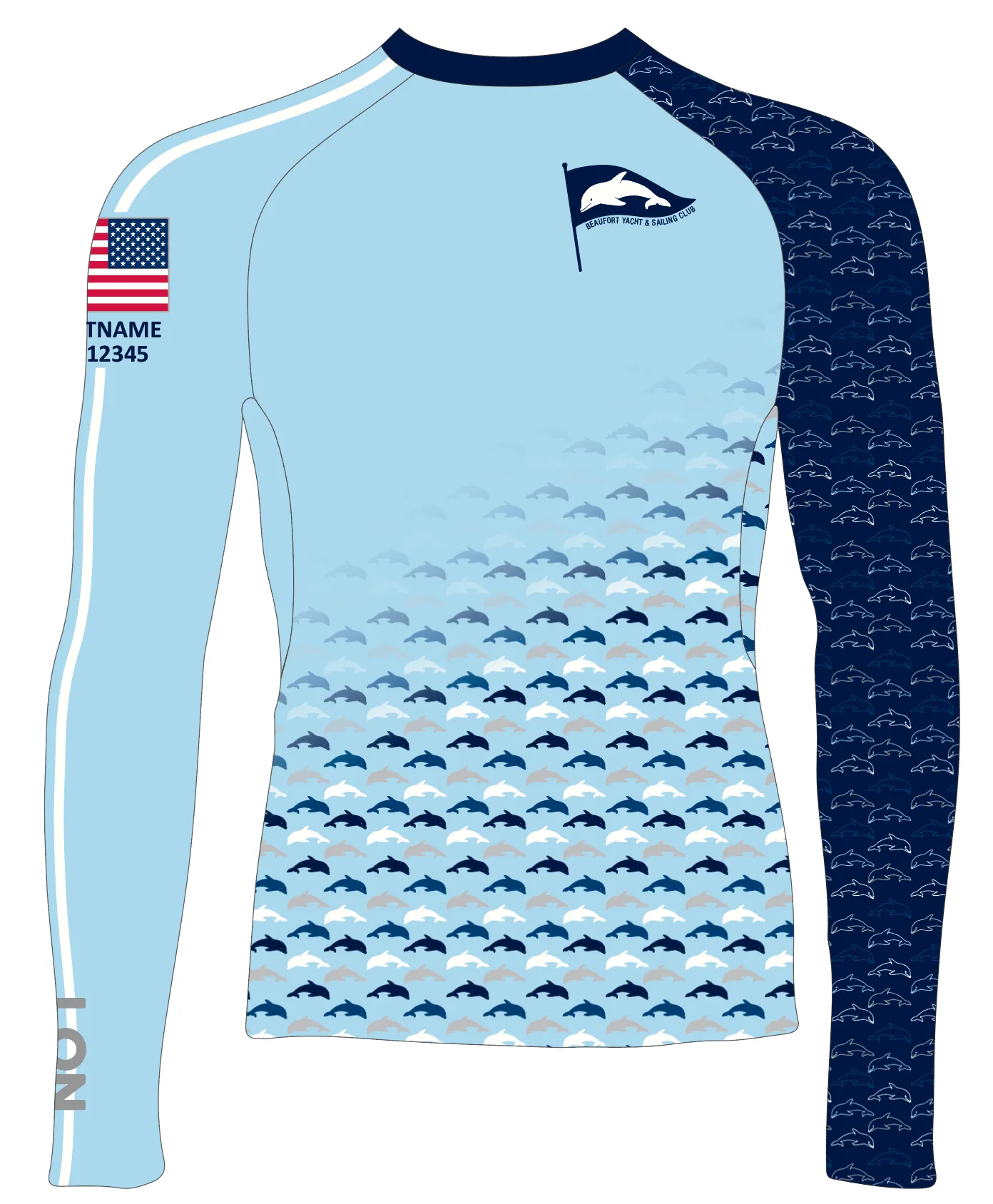 WOMEN RASH GUARD TOP LONG SLEEVE LT BLUE | BEAUFORT Y&S CLUB | PSNLZ'D