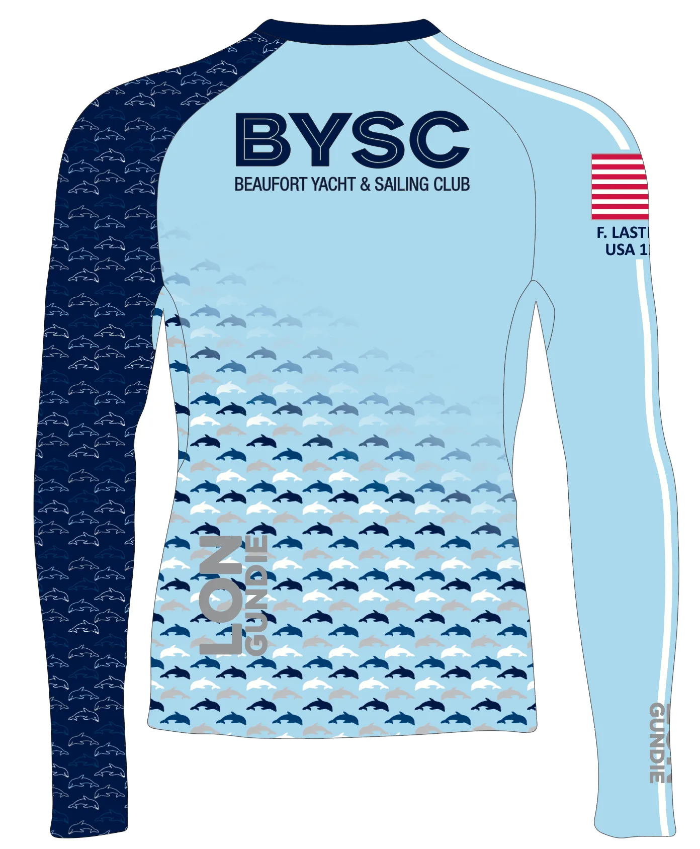 WOMEN RASH GUARD TOP LONG SLEEVE LT BLUE | BEAUFORT Y&S CLUB | PSNLZ'D