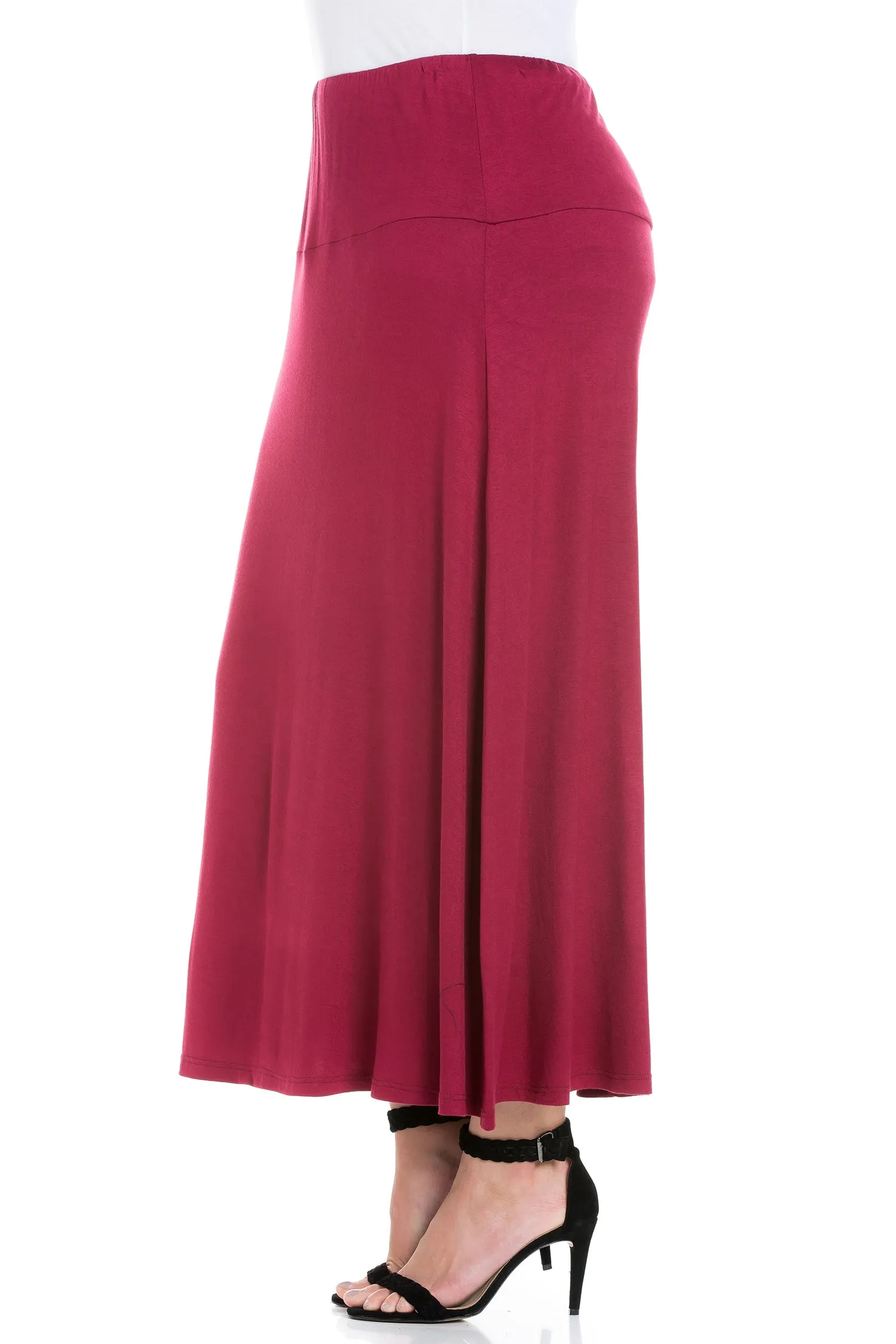 Womens Comfortable Fit Elastic Waist Plus Size Maxi Skirt