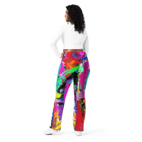 Womens Flare Leggings - Red Multicolor Abstract Print