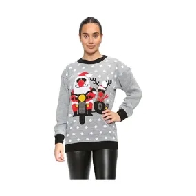 Womens Knitted Santa Reindeer Xmas Jumper