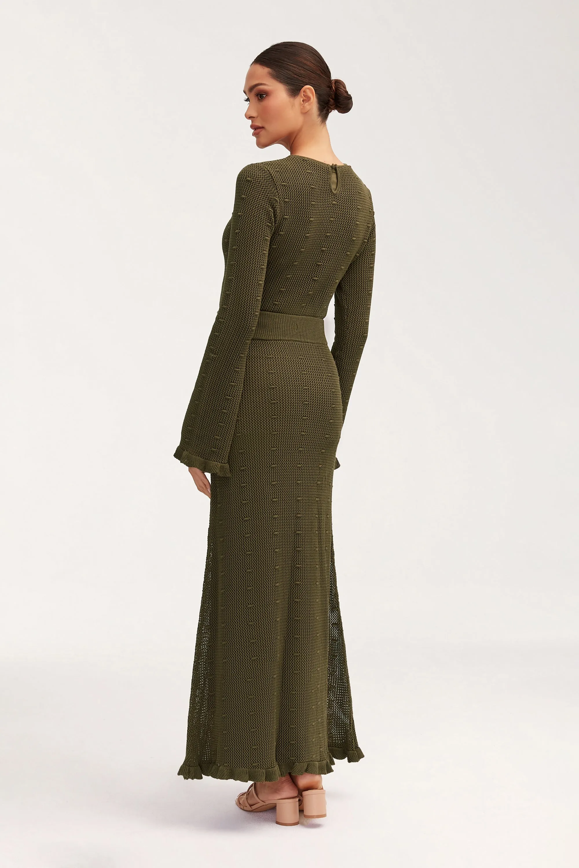 Yara Crochet Maxi Skirt - Dark Olive