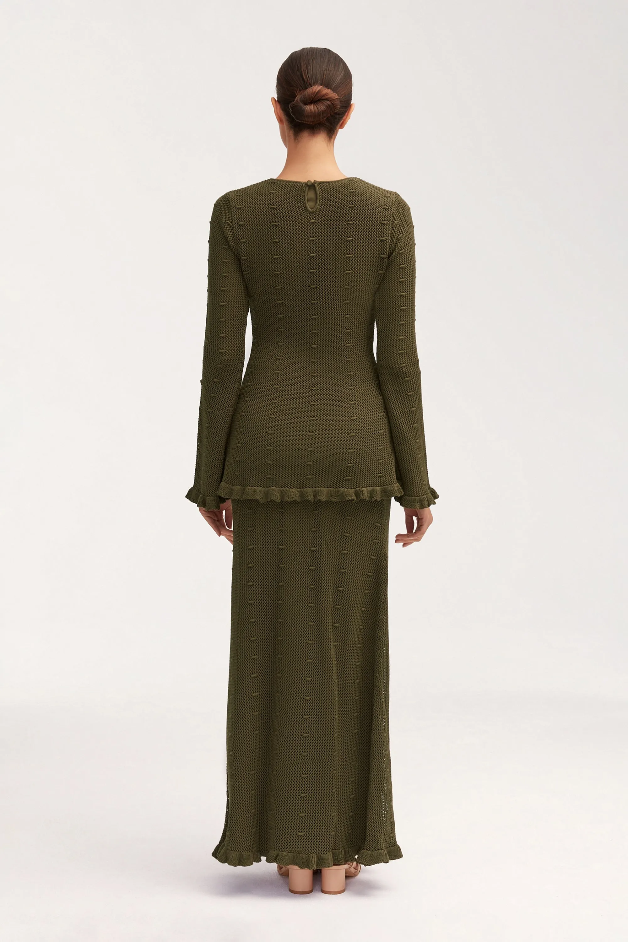 Yara Crochet Maxi Skirt - Dark Olive