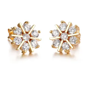 Yellow Chimes Stud Earrings for Women Sparkling White Crystal Sun Floral Shaped Golden Studs Earrings for Women & Girls.