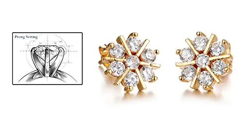 Yellow Chimes Stud Earrings for Women Sparkling White Crystal Sun Floral Shaped Golden Studs Earrings for Women & Girls.